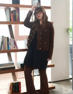 Reagan Peplum Espresso Suede Military Suede Jacket